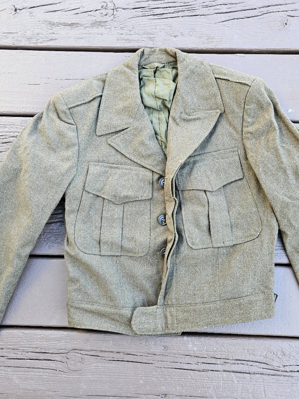 Vintage 1946 Wool Battle Dress Blouse - Military Field Jacket Post WWII - Size 3